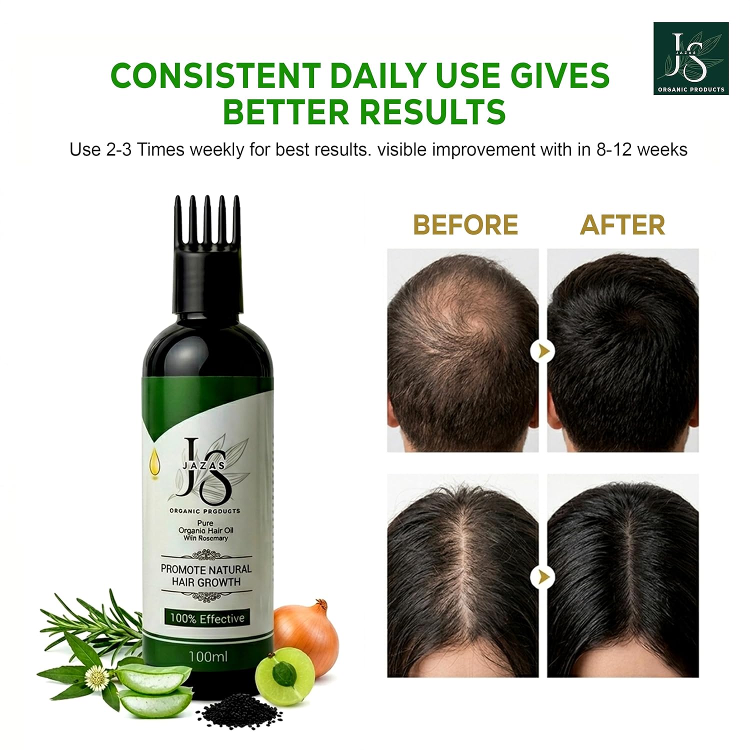 JAZAS Organic Hair Oil with Rosemary - 100 ml - Image 6