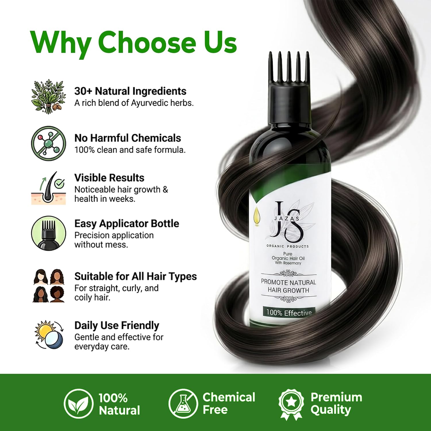JAZAS Organic Hair Oil with Rosemary - 100 ml - Image 5