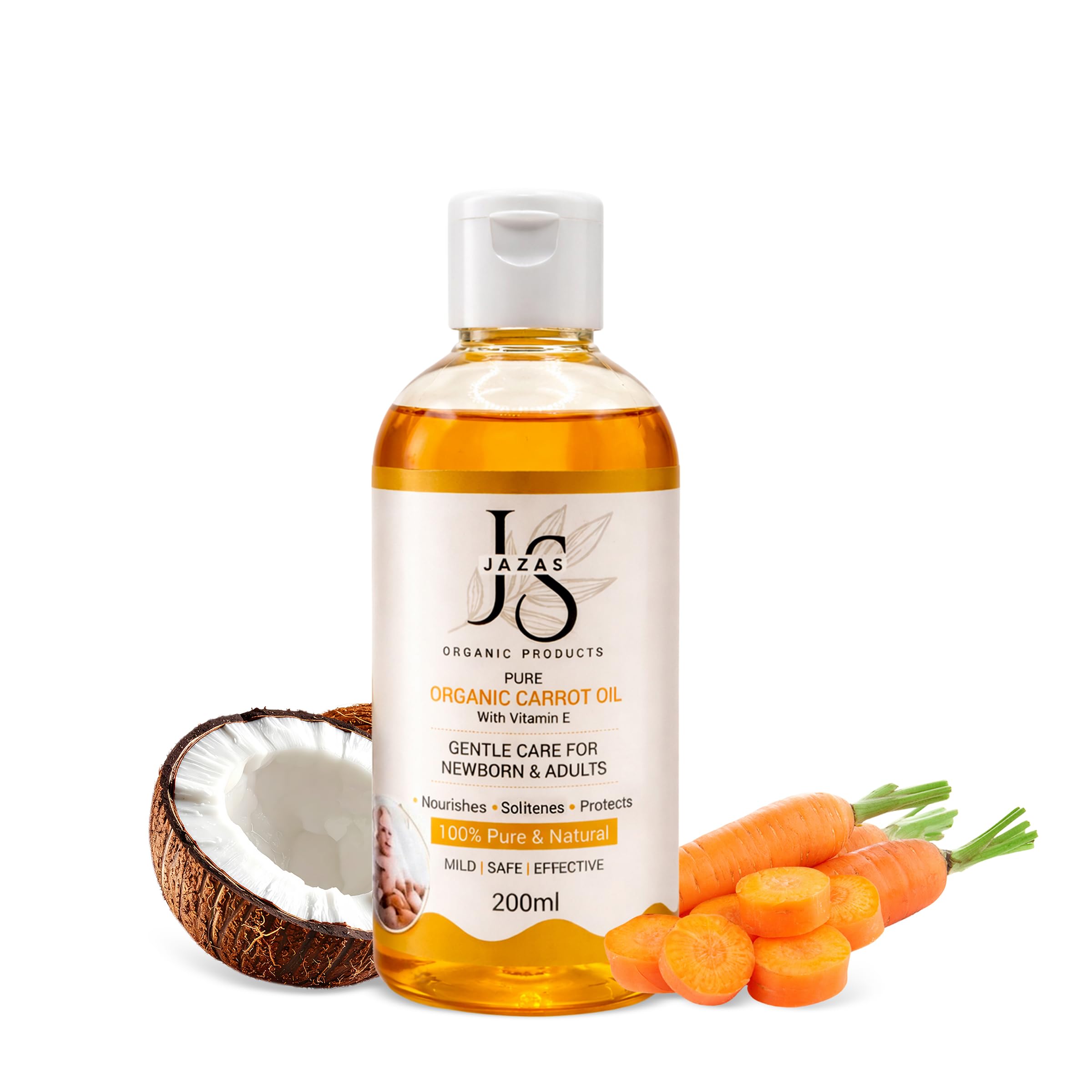 JAZAS Organic Carrot Oil with Vitamin E - 200 ml
